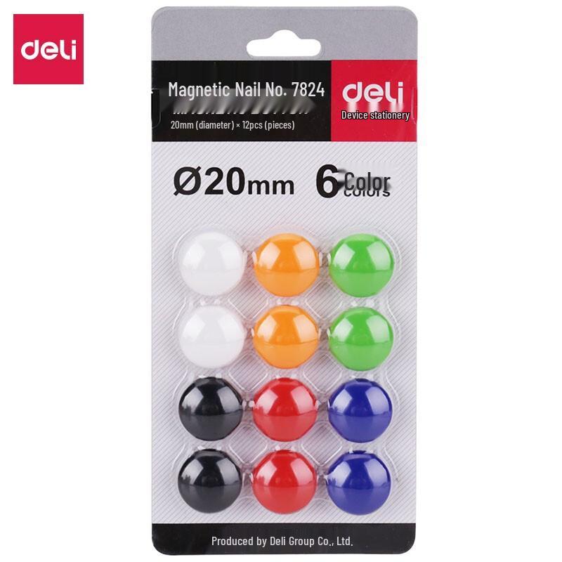 Deli 20mm Assorted Color Magnetic Pushpins - 5 Cards
