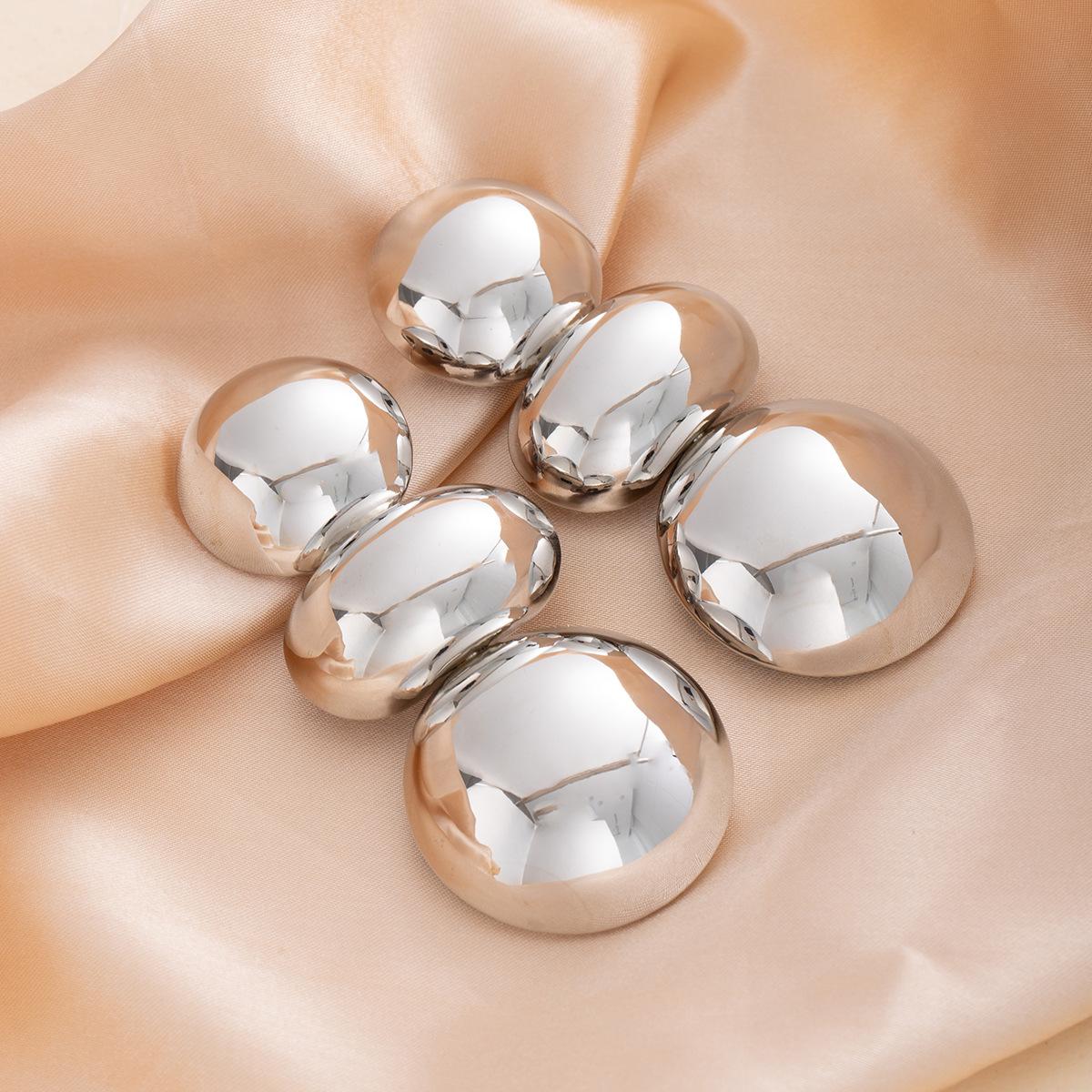 Преувеличенные атмосферные серьги, Металлические гладкие геометрические круглые серьги, Легкая роскошь и высококлассные женские серьги с темпераментом