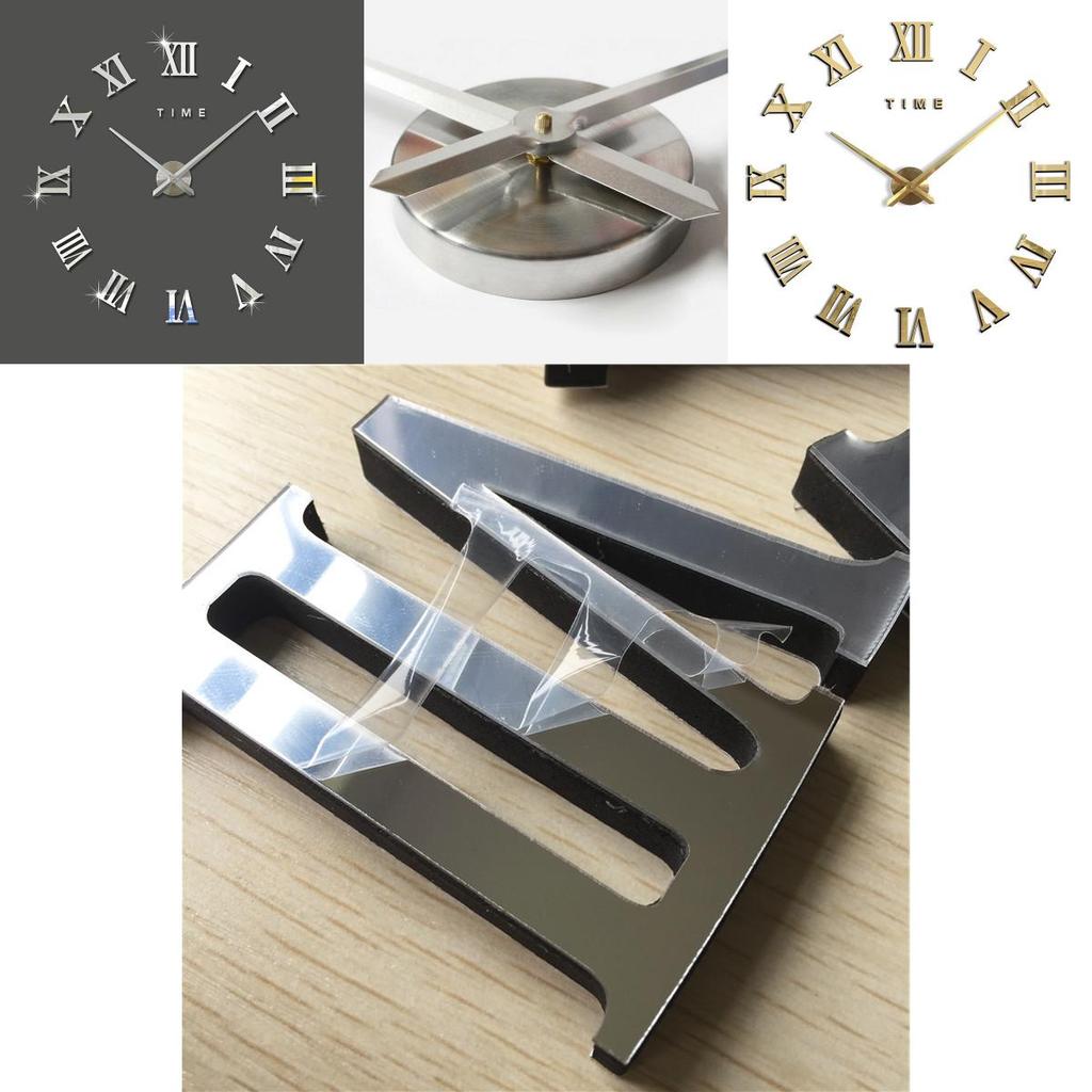 Elegant 3d Diy Roman Numerals Luxury Mirror Wall Sticker Clock For Home Decor