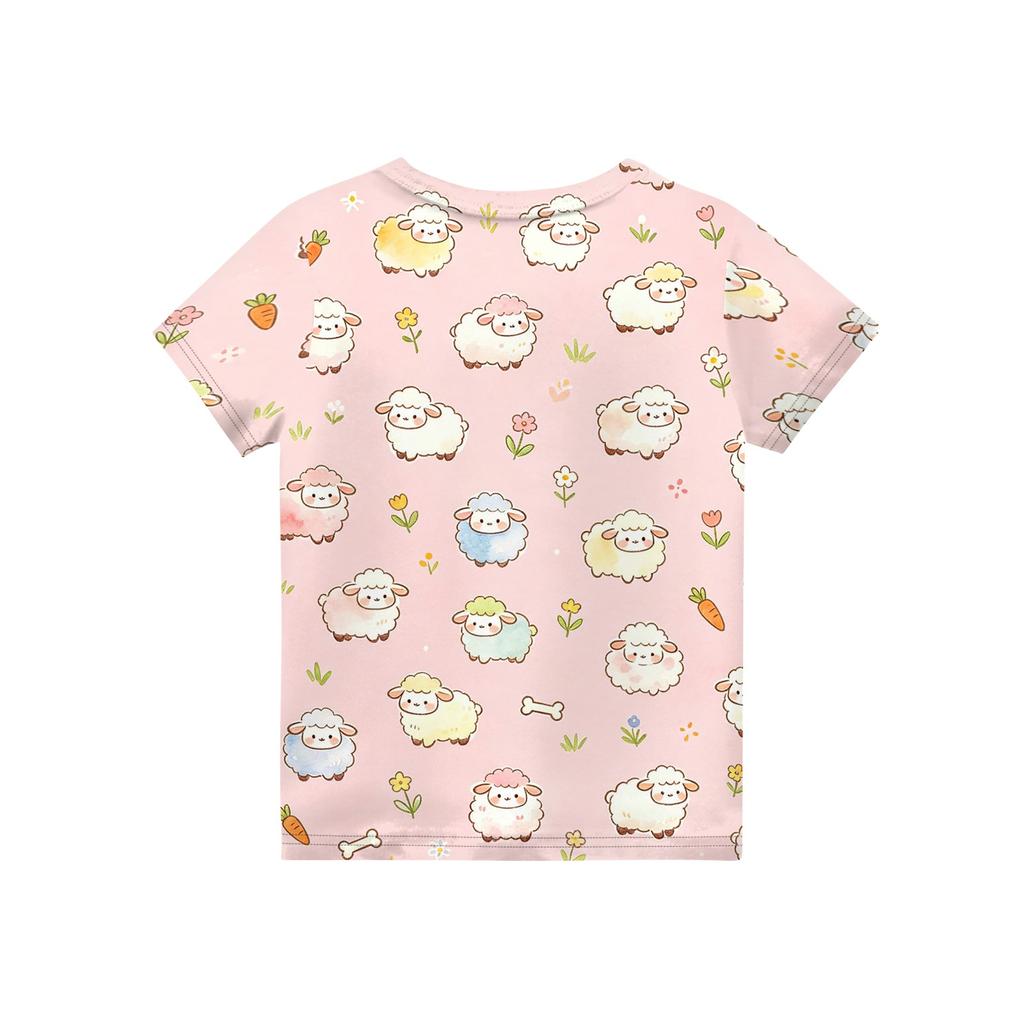Kids Animal Print Crew Neck Short Sleeve Casual Loose Fit T Shirt Top for Children Boys Girls Summer Wear