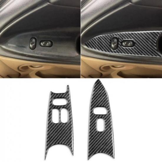 Carbon Fiber Window Lift Switch Button Panel Trim Fit For Ford Mustang 1996-2003