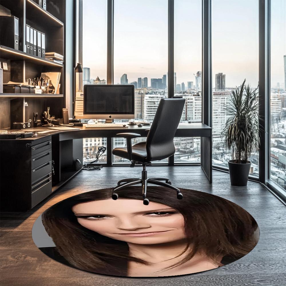Laura Pausini Printed Round Rug Carpet Chair Rug Area Rug Entryway Doormats,for Office Chair Living Room Bedroom Kitchen Room.