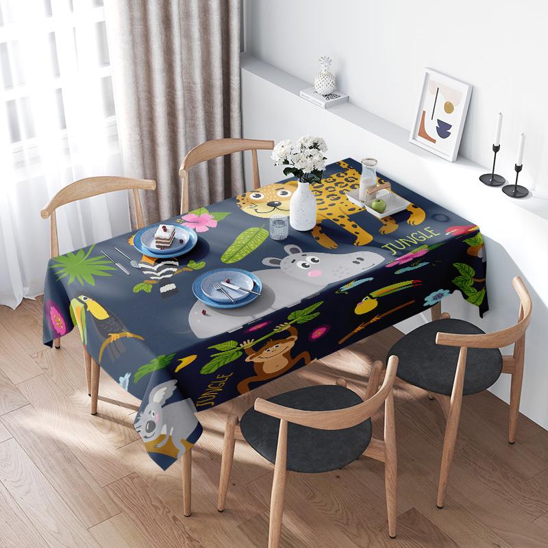 Animal-themed Tablecloth Jungle Party Decoration for Dining Room Furniture