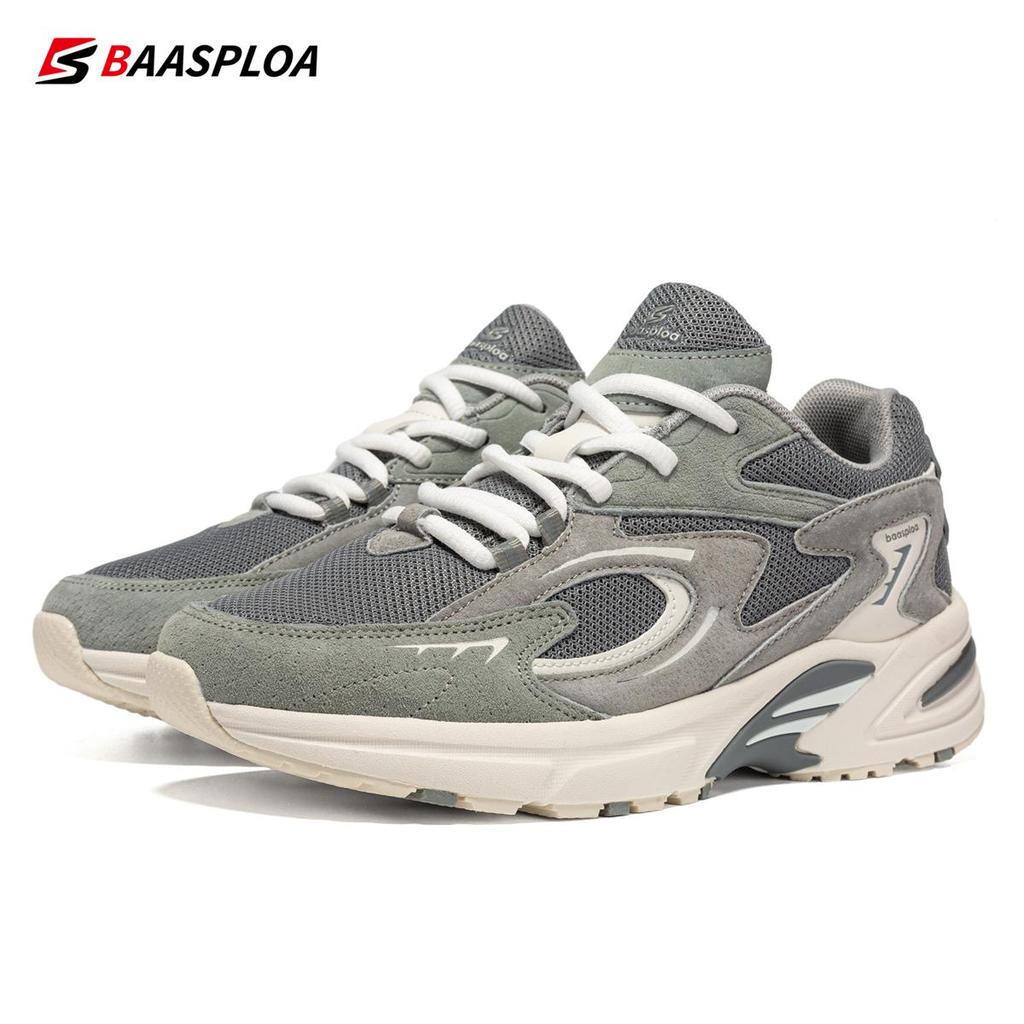 Men's Running Shoes Leather + Mesh Breathable Non-Slip Men's Outdoor Wear Sports Lightweight Running Basketball Shoes
