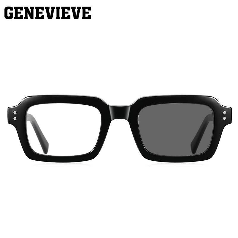 GENEVIEVE Simple Geometric Square Box Photochromic Anti-blue Light Glasses Polarized Sunglasses Can Be Customized Prescription