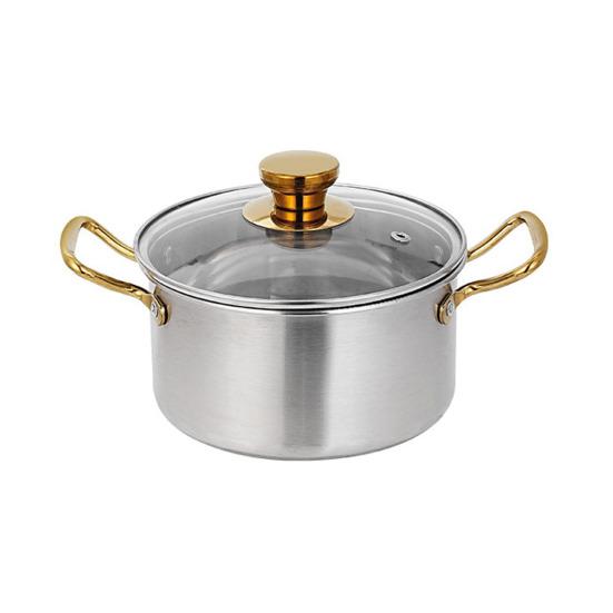 Soppgryta i rostfritt stål med lock av härdat glas 1,7L Nitat isolerat handtag Kokkärl Diskmaskinssäker Köksnödvändighet
