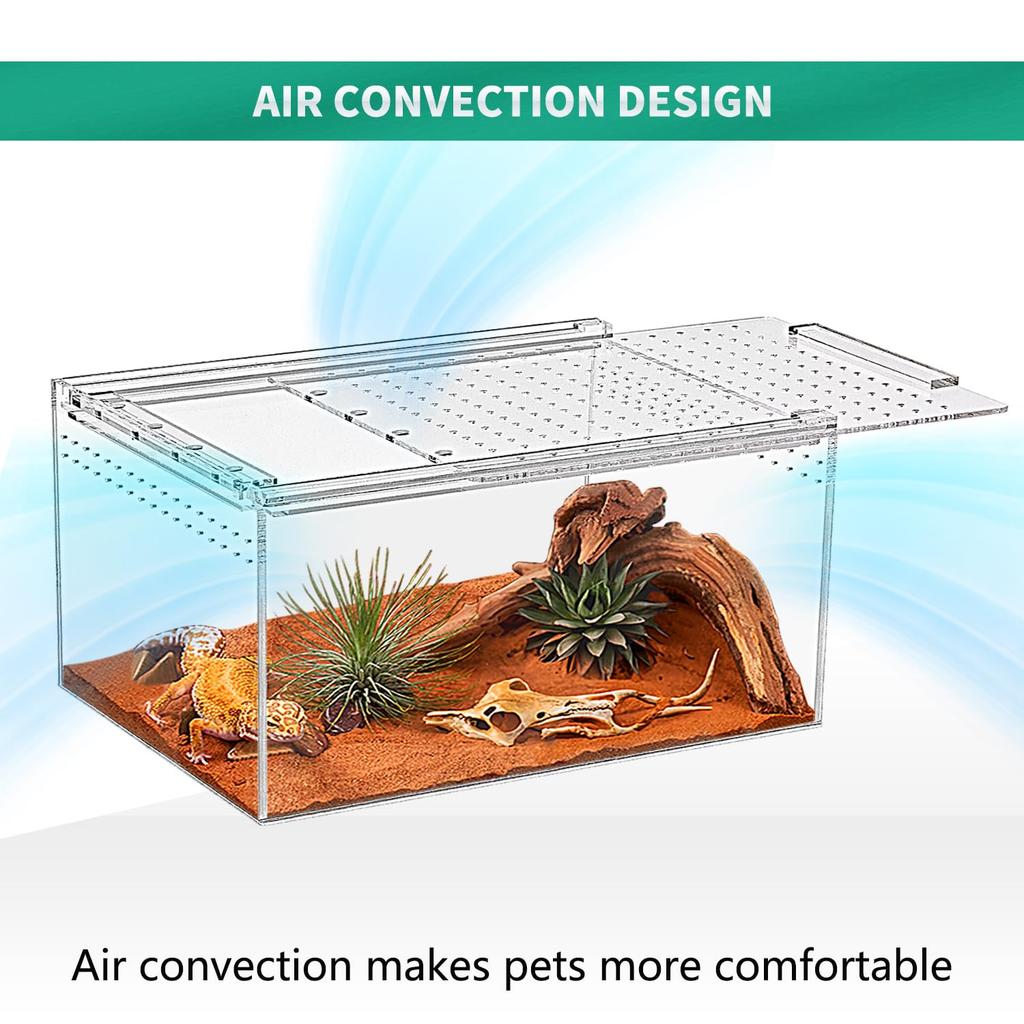 Reptile Terrarium Kit, 30*18*15 Cm, Reptile Breeding Box, Magnetic Acrylic Case, for Tarantulas, Hermit Crabs, Jumping Spiders, Iguanas, Leopard Gecko