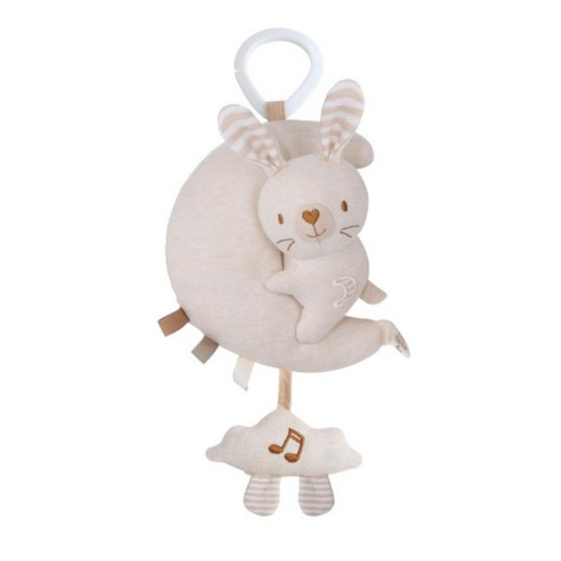 Plush Infant Car Seat Toy With Music Sounds Crib Mobile Hanging Toy For Soothing Baby Travel Bed Bell Cartoon Hanger