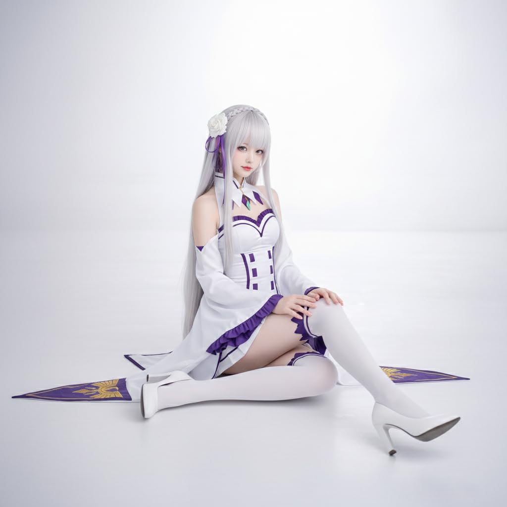 Emilia Start een Nieuw Leven in een Andere Wereld Cosplay Halloween Meisje Elf met Pruik [milky time] ReZero ReZero - (M)