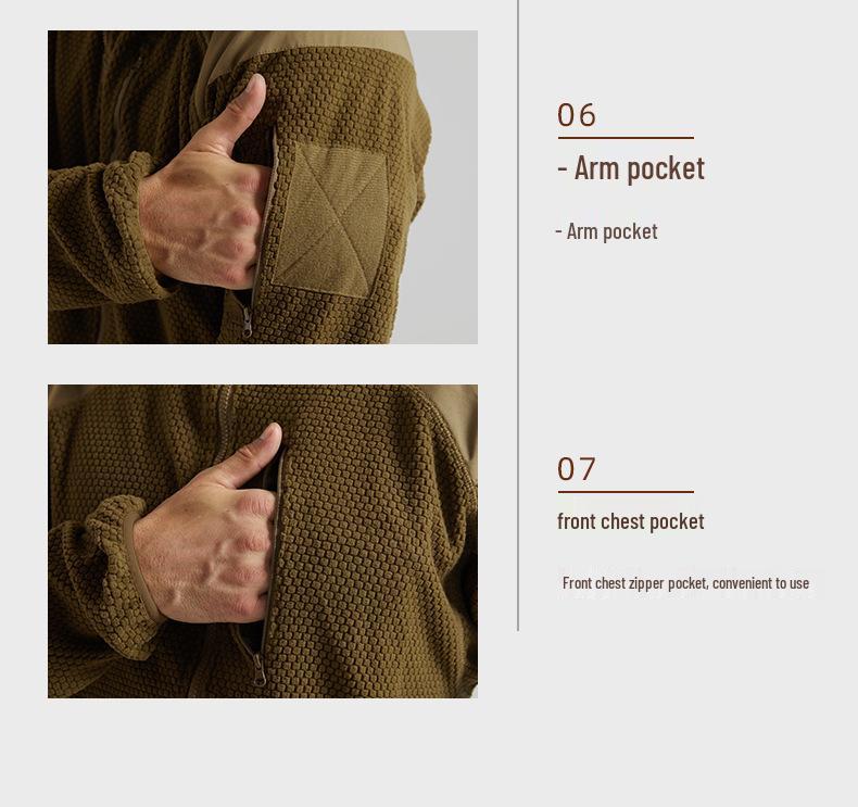 Herren Taktische Fleece Kapuzenjacke mit Stehkragen
