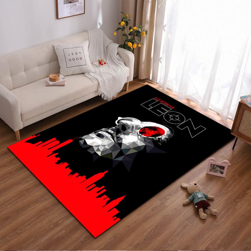 "Abstract Leon Poster Design with Red Contrast Non-slip rug suitable for living room and bedroom sofas"