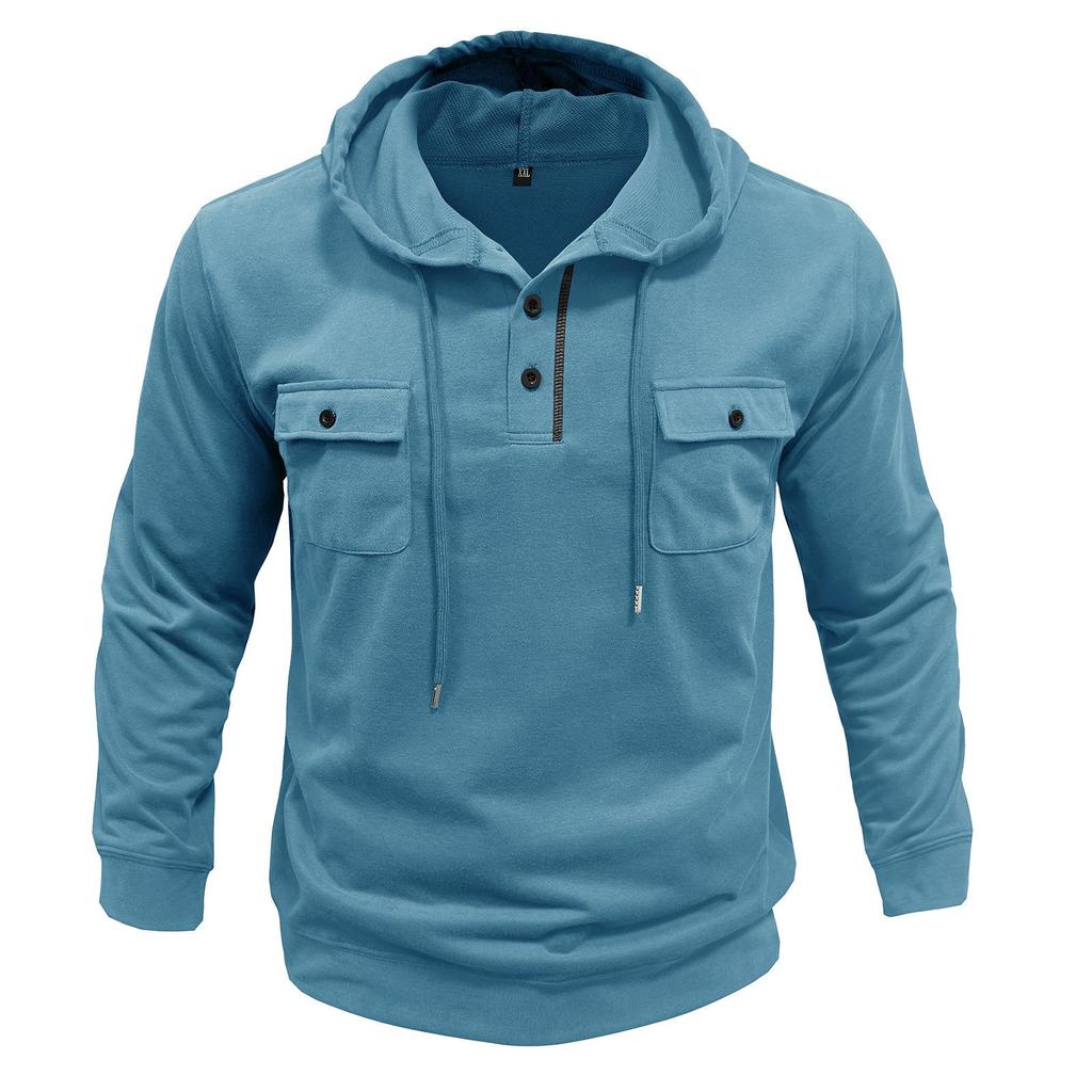 2026 Autumn/Winter Men's Retro Hooded Sweatshirt - Long-Sleeve Sport Hoodie with Pocket