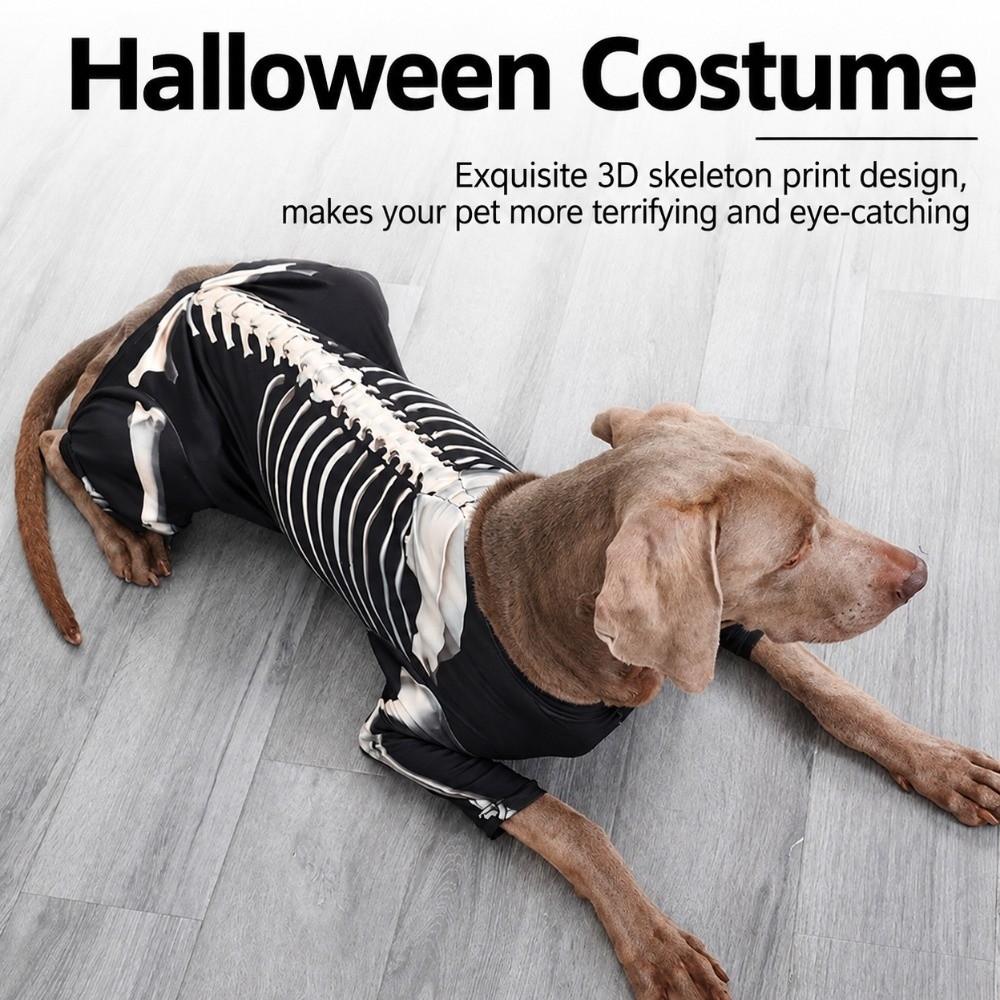 Stretchy Skeleton Dog Costume Black Dog Spooky Cool Pullover Shirt New Dog Skeleton Shirt for Dogs
