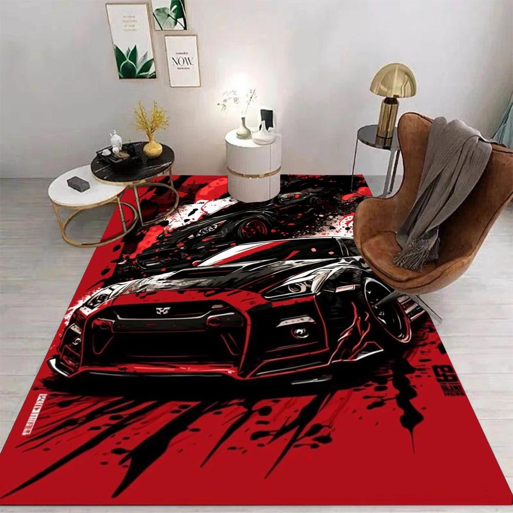 Cartoon Car Area Rug Non-Slip Washable Floor Mat for Living Room Bedroom Kitchen Sofa Balcony Table INS Style Home Decor