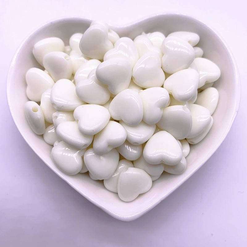 30pcs/lot 12mm 14mm Colourful Heart Shape Acrylic Loose Spacer Beads for Jewelry Making DIY Accessories