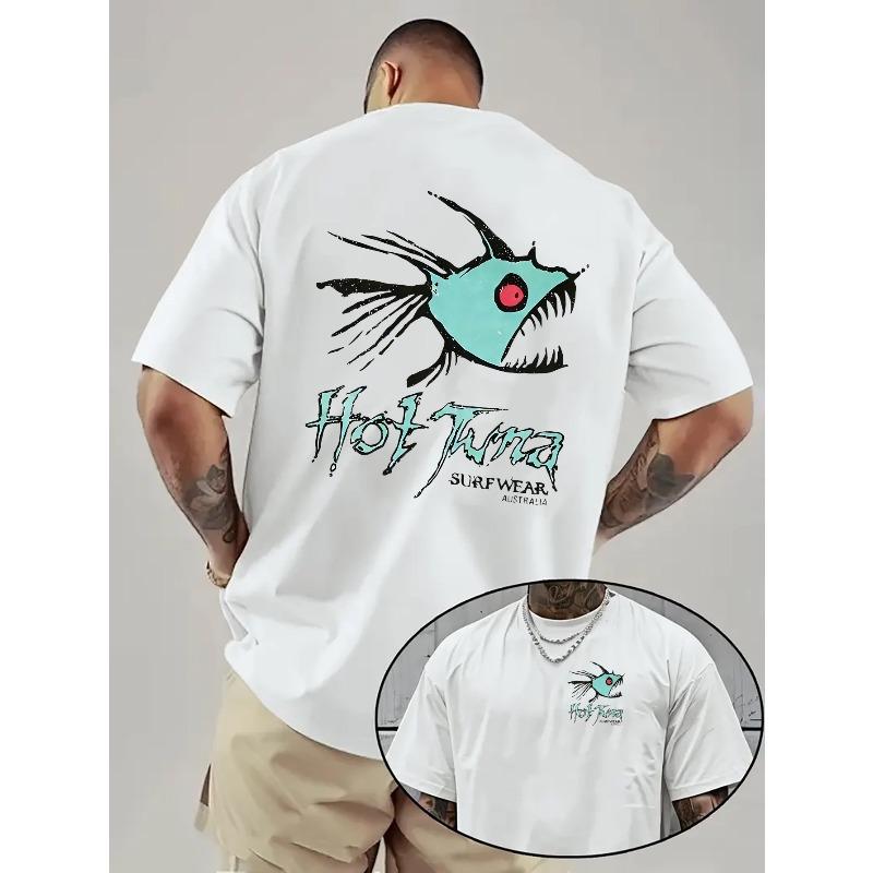 

Men S Casual Short Sleeve T-Shirt | Cyan Piranha Hot Tuna T-Shirt, Machine Washable Regular Fit , Crew Neck Versatile for Outdoor Sports 2XL білий