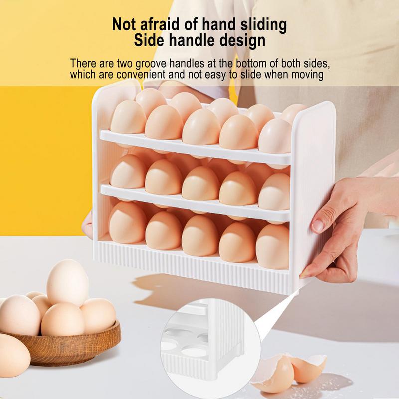 Egg Storage Holder Fridge Organizer Egg Holder 3-Tier Space-Saving Shelf For 30 Eggs Refrigerator Door Egg Organization For