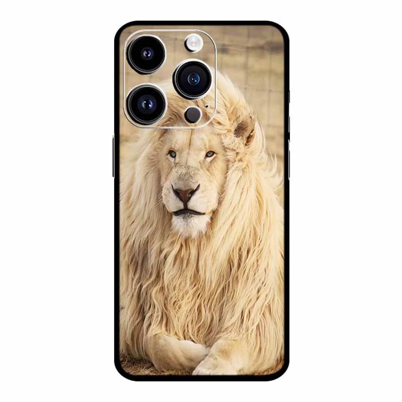 For Iphon 14 Luxury Phone Case Apple Iphone14 Pro Pro Max Plus Black TPU Soft Cover Silicone Shield Animal Lions Tiger Bunper