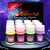 12 Farben 20/30g Hochglanz Wasserbasierte Leuchtfarbe Set für Kinder DIY Handbemalt Selbstleuchtende Kunst Fluoreszierende Farbe