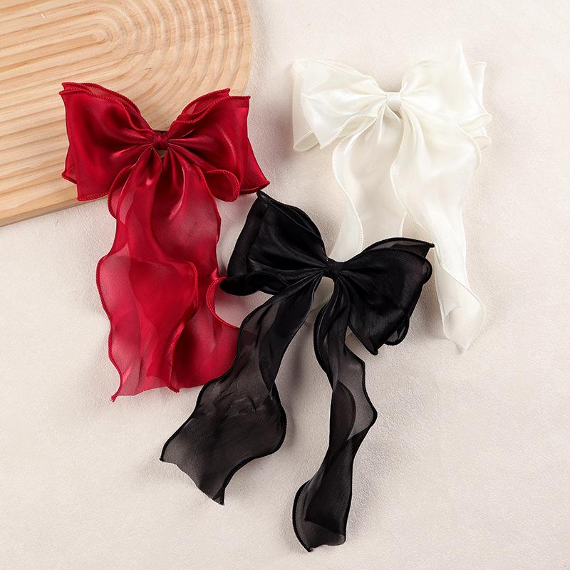 Organza Bow Fluttering Ribbon Hair Clips Women French Fresh Premium Feeling Headdress Large Hair Cards Girl Hair Accessori