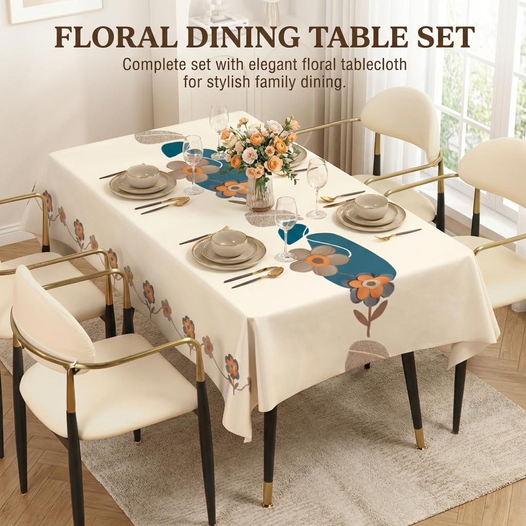 Rectangular PU Tablecloth Waterproof Oil-Resistant Non-Slip Silk Texture For Home Dining Table