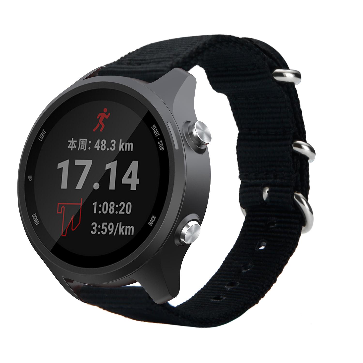 

For Garmin Forerunner 245/245M 20mm Smart Watch Nylon Strap Black