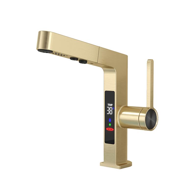 White/Black Temperature Digital Display Bathroom Basin Faucet 360 Rotation Stream Sprayer Hot Cold Water Mixer Sink Tap