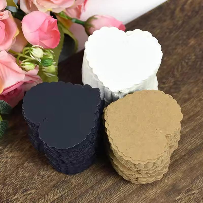 100PCS/Pack Heart Shape Kraft Paper Tags Blank Labeling Tag Hanging Decoration Black White Brown Colors Available DIY Crafts ZYF