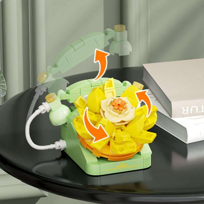 Block Flower Valentine's Day Multi -meat Potted Plastic Plasma Decoration Puzzle Assembly Building Block Toys
