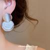 New Silver Needle Shell Round Stud Earrings Fashionable and Exquisite Korean Ins Style Earrings High-end Versatile Earrings