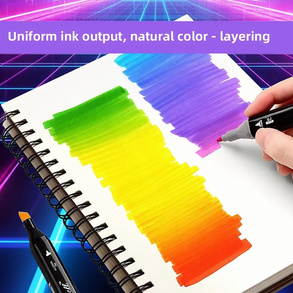 24-168Colors Dual Tip Art Markers Set, Alcohol Markers for Adult Students, Professional Sketch Pens for Drawing/Sketching/Manga