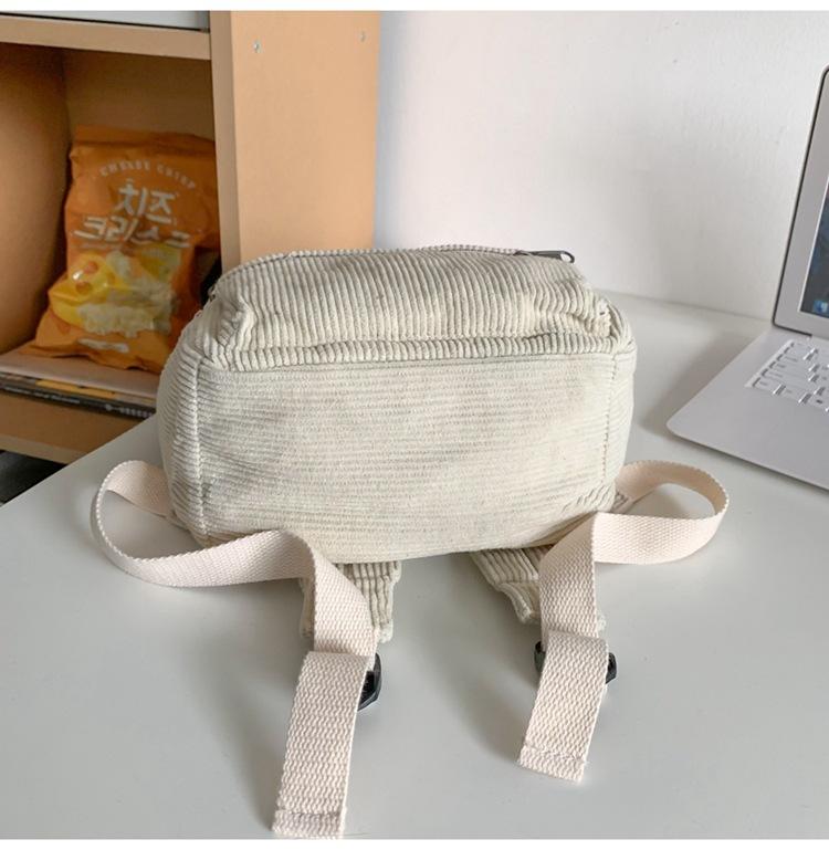 Women's Small Bag Japanese Solid Color Corduroy Schoolbag Female Student Backpack