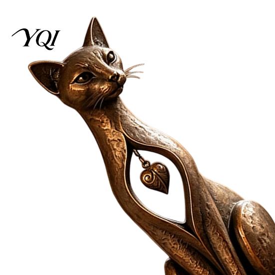 Retro Animal Ornaments Vintage Distressed Cat Figurine, Rustic Statue for Desk Shelf Home Artistic Desktop Figurine Decor, Handcrafted Style Ornament,