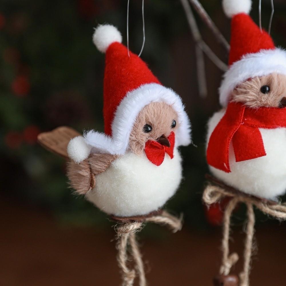 Cute Bird Doll Ornaments Simulation Fabric Animal Pendants Christmas Tree Hanging Ornaments Christmas Gift Doll Decorations