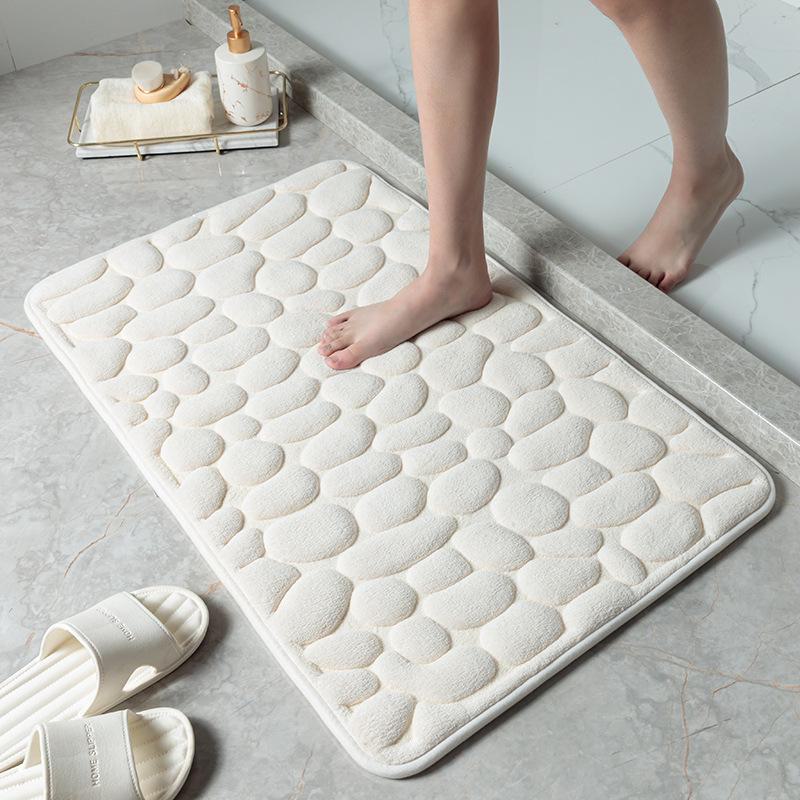 Pebble Embossed Water-Absorbent Non-Slip Door Mat – Cute, Durable Carpet for Bathroom and Entrance.