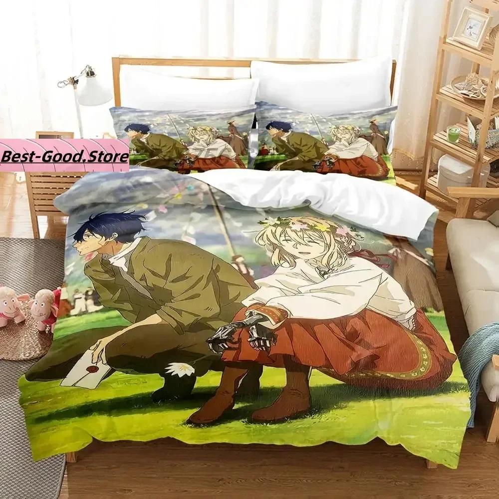 

Comforter Violet Evergarden Bedding Set Single Twin Full Queen King Size Bed Set Aldult Kid Bedroom s 3D Anime Bed Comforter (quilt)-EU Single(135*200cm)3pcs