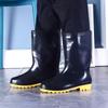 Tall Tube Autumn Men's Long Tube Round Head Warm Fleece Rain Shoes Comfortable Low Heel Plastic Rain Boots Kitchen Special Water Shoes Men