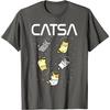 Catsa Astronaut Cats Graphic Tee Funny Space Lover Print Round Neck T-Shirt