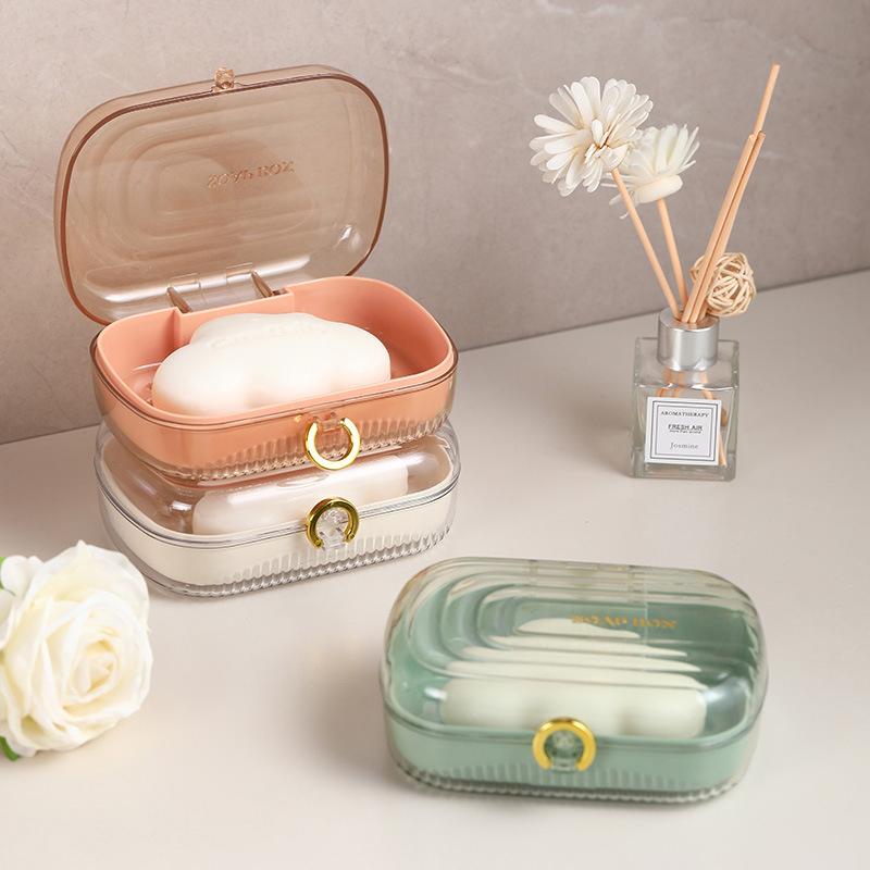 Travel Essentials Soap Holder With Lid,Leakproof Soap Dish With Drainage Layer, Portable Travel Soap Bar Case For Camping, Gym