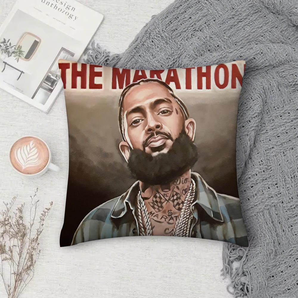 Rapper N-Nipsey H-Hussle Victory Lap Pillow Case Square Double-Sided Printing Short Plush Sofa Cushion Cover Bedside Pillow