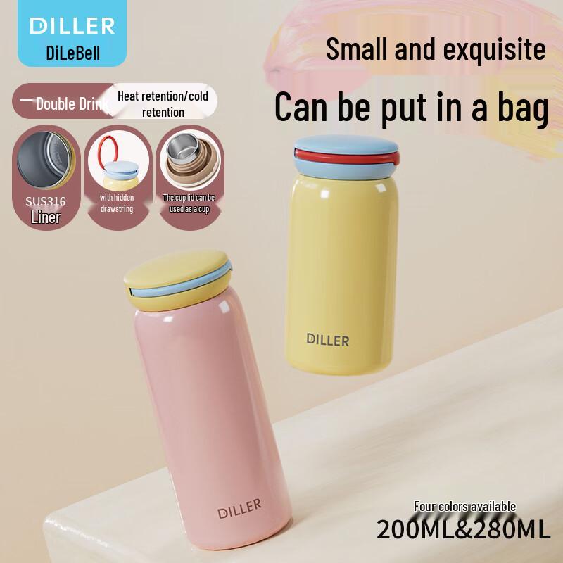 Diller Portable Coffee Thermos with Hidden Handle