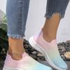 Fashion Gradient Color Women Flats Shoes Breathable Mesh Platform Sneakers Slip on Soft Ladies Casual Shoes Women Tennis Flats