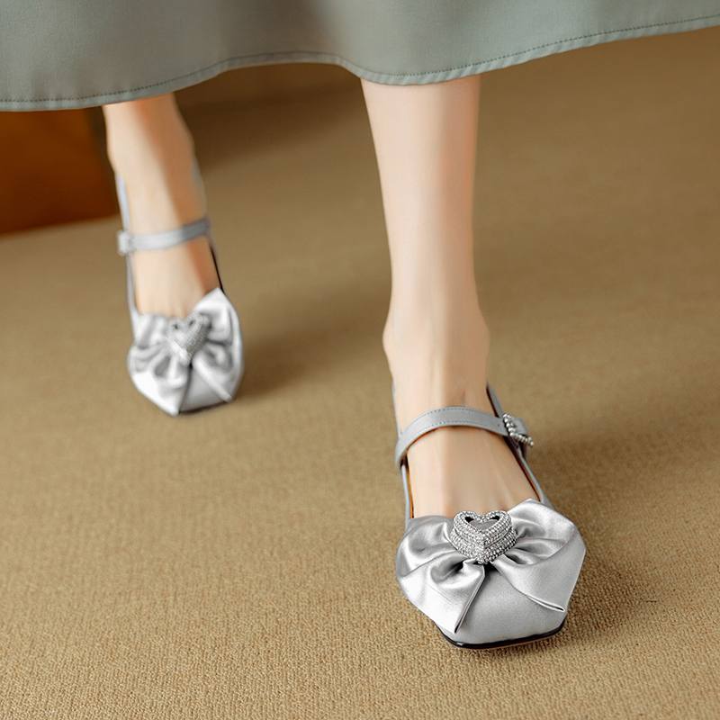 Krazing Pot Sheepskin Stain Summer Size 40 Crystal Med Heels Butterfly-knot Oriental Design Square Toe Elegant Wedding Pumps