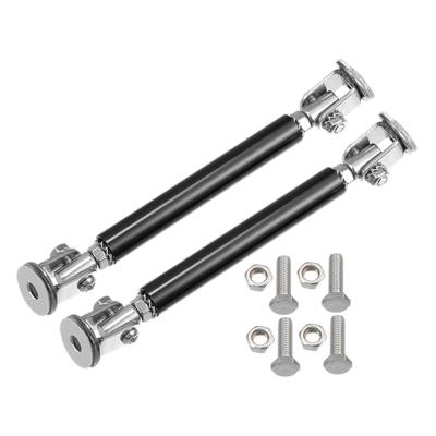 ACROPIX 2 Stück Universell Verstellbare Aluminiumlegierung Auto Frontstoßstange Lippe Splitter Strebe Stange Verbindungsstütze 7,5 mm - 12,7 mm 75 mm Schwarz