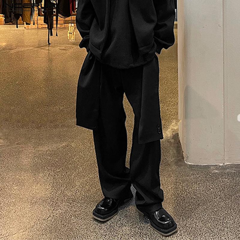 

INCERUN Мужские однотонные длинные брюки на молнии и пуговицах