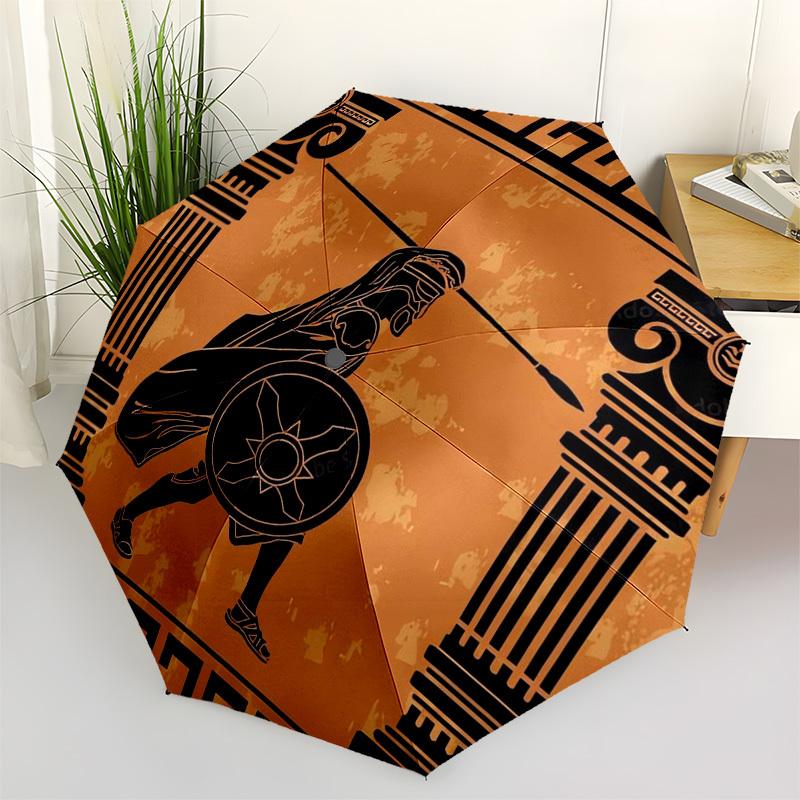 

Greek Warrior, Shield Themed Automatic Opening and Closing Umbrella, Compact Travel Umbrella, Lightweight and Portable, Suitable for Beach C