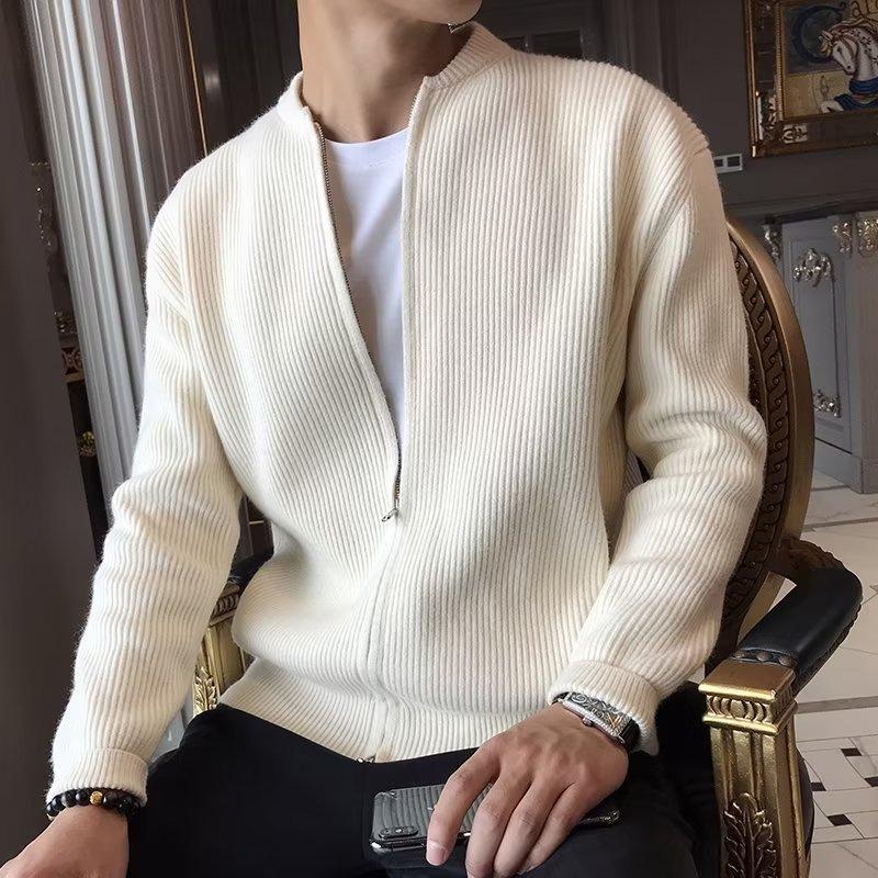 Men Solid Color Knitted Cardigan Casual Loose Long Sleeve Sweater Outerwear