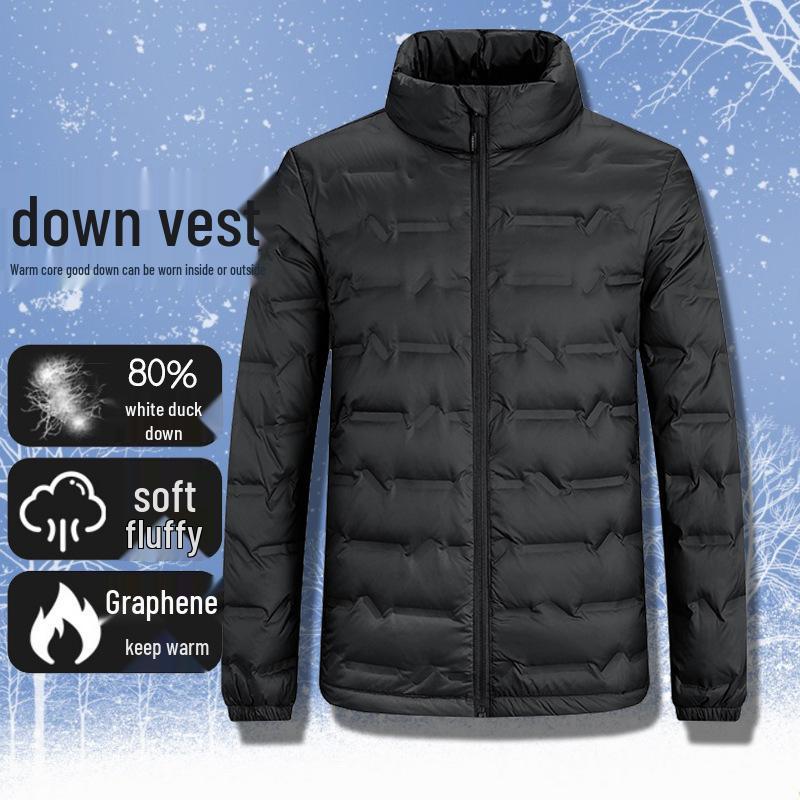 Unisex Winter Graphene Heated Stand-up Collar Down Jacket - Lightweight, Loose, 80% White Duck Down