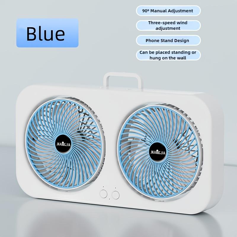 

Dual Head USB Fan 360 Rotatable Blades Wall Mount or Freestanding Design Rechargeable Fan for Office Bedroom Outdoor Camping