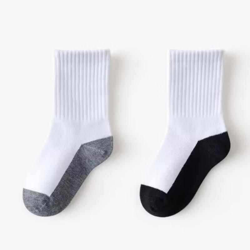 5pairls 3-12Yrs Kids Plain Socks for Boy Girl Sport Socks Children White Grey Black Sock